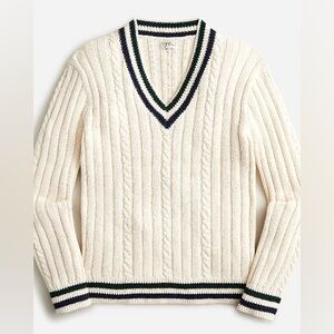 J Crew Heritage cotton cable-knit V-neck sweater